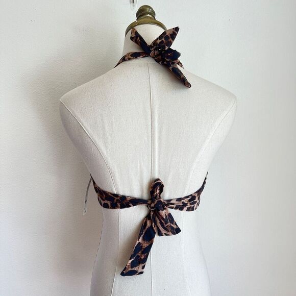 Bar III Cheetah Print Halter Bikini Top Brown Natural Size XS - Picture 9 of 10